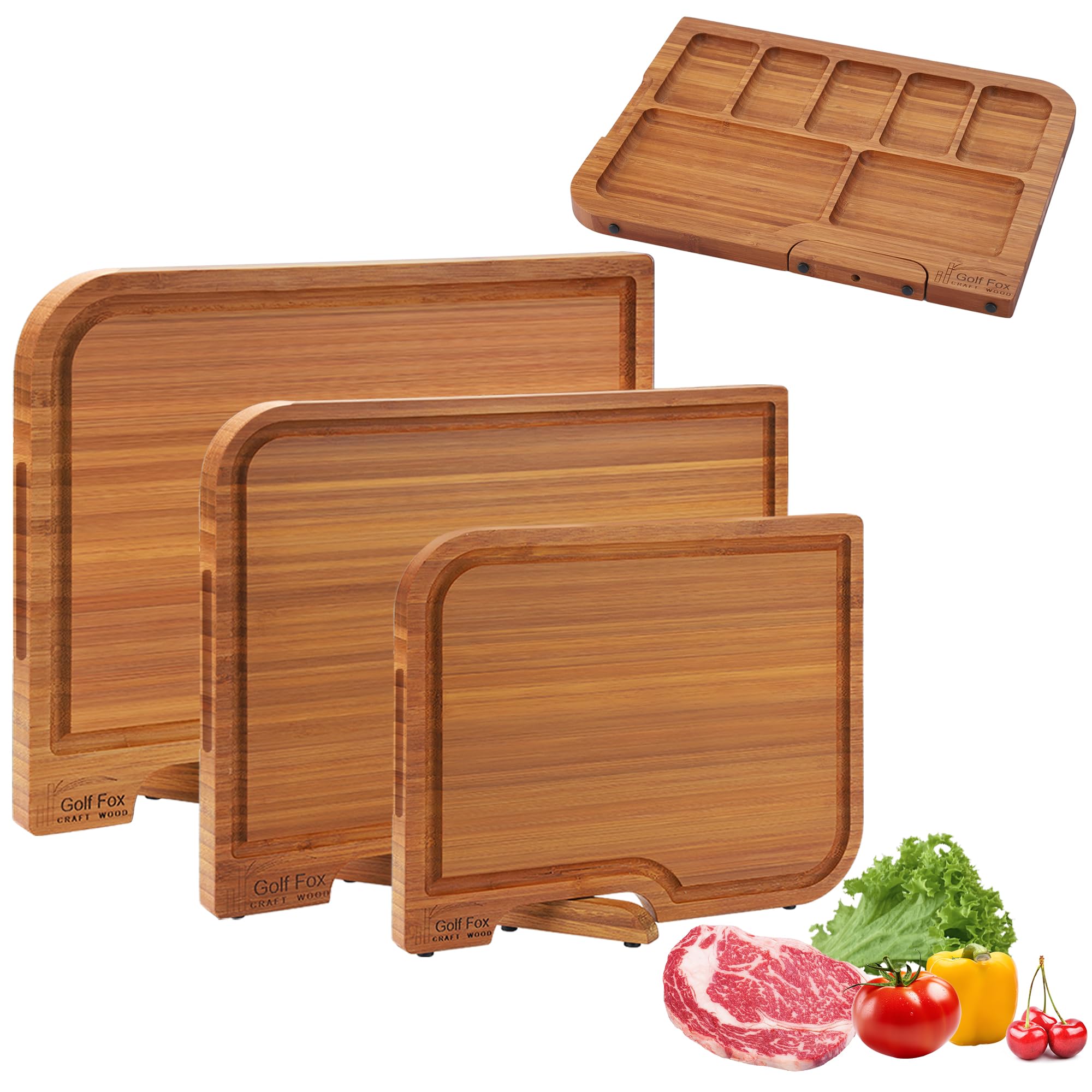 Amazon.com: 3-PCS Wood Cutting Board Set with Innovative Stand
